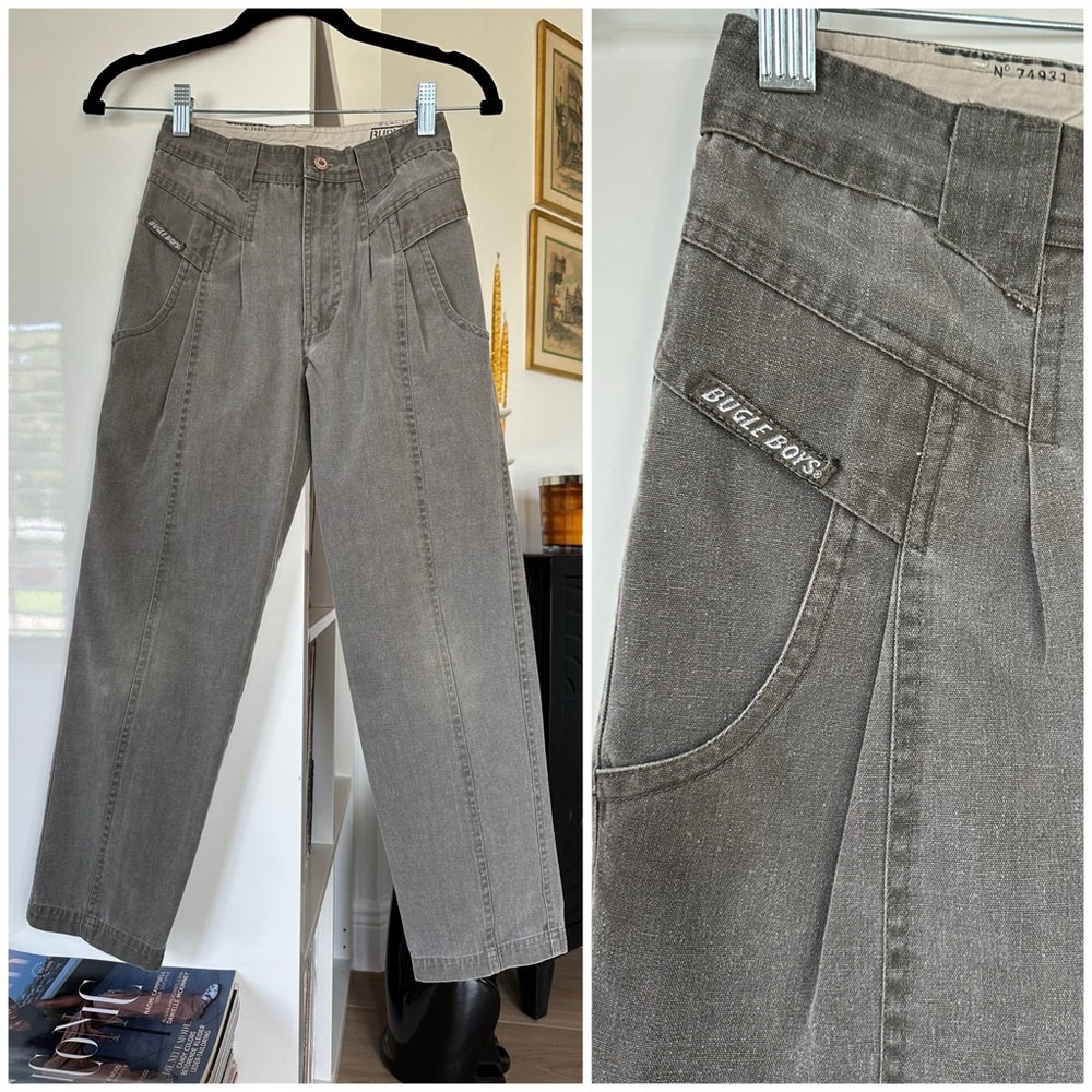 Vintage 90’s Buckle Boy Gray Pleaded Pants